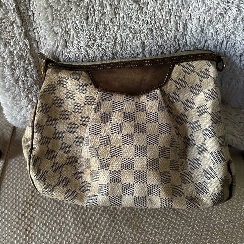 Checkered Cream and Brown Women's Bag
